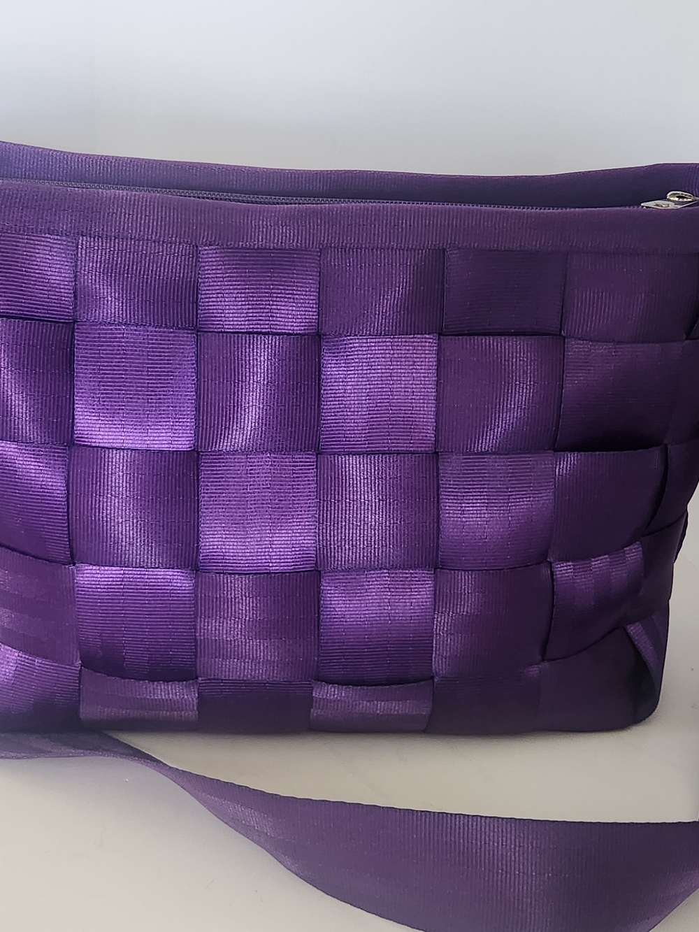 Harveys Purple Zip Messenger Bag with Branded Interior